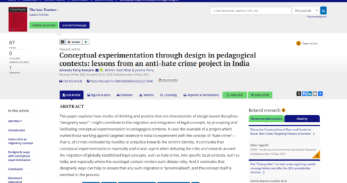 Conceptual experimentation through design in pedagogical contexts: lessons from an anti-hate crime project in India